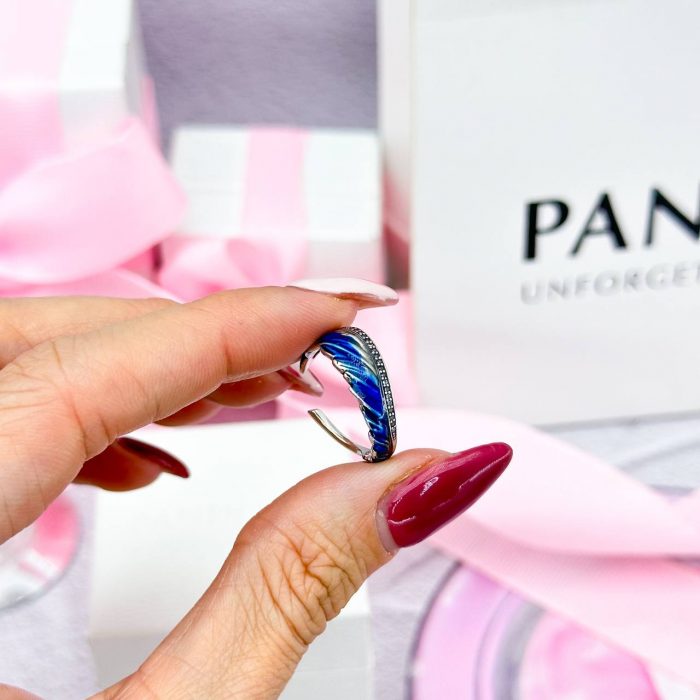 Срібна каблучка Pandora синя - Зображення 2