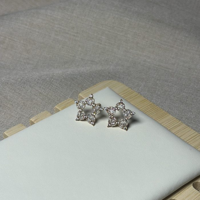 Сережки зірки з камінчиками медзолото - Зображення 3